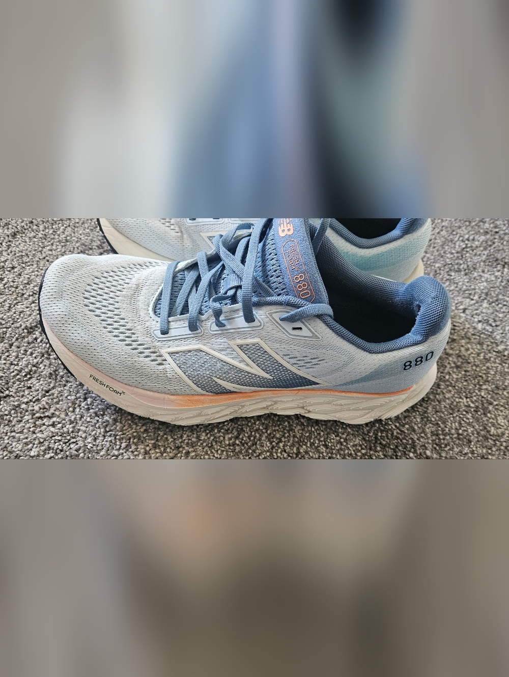 New Balance 880 Women's Running Shoes in Light Blue and Peach Accent
